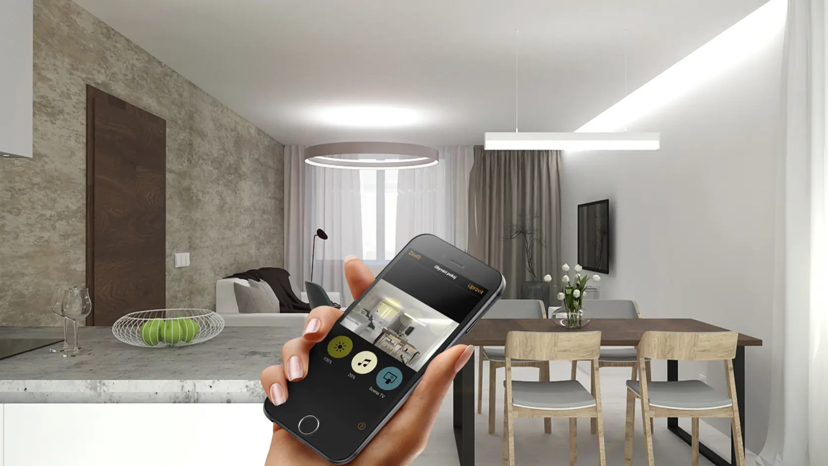 Kruhové svítidlo Halla ovládané chytrou aplikací TeTo LIGHTING